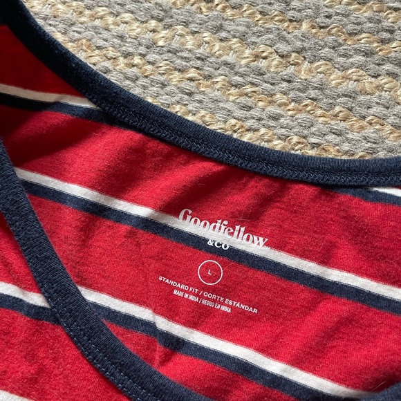 Goodfellow Red and Blue Striped Men’s Tank - Picture 2 of 3
